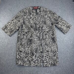 Max Mara Studio Womens Leopard Print Button Front Coat Black White Size 6